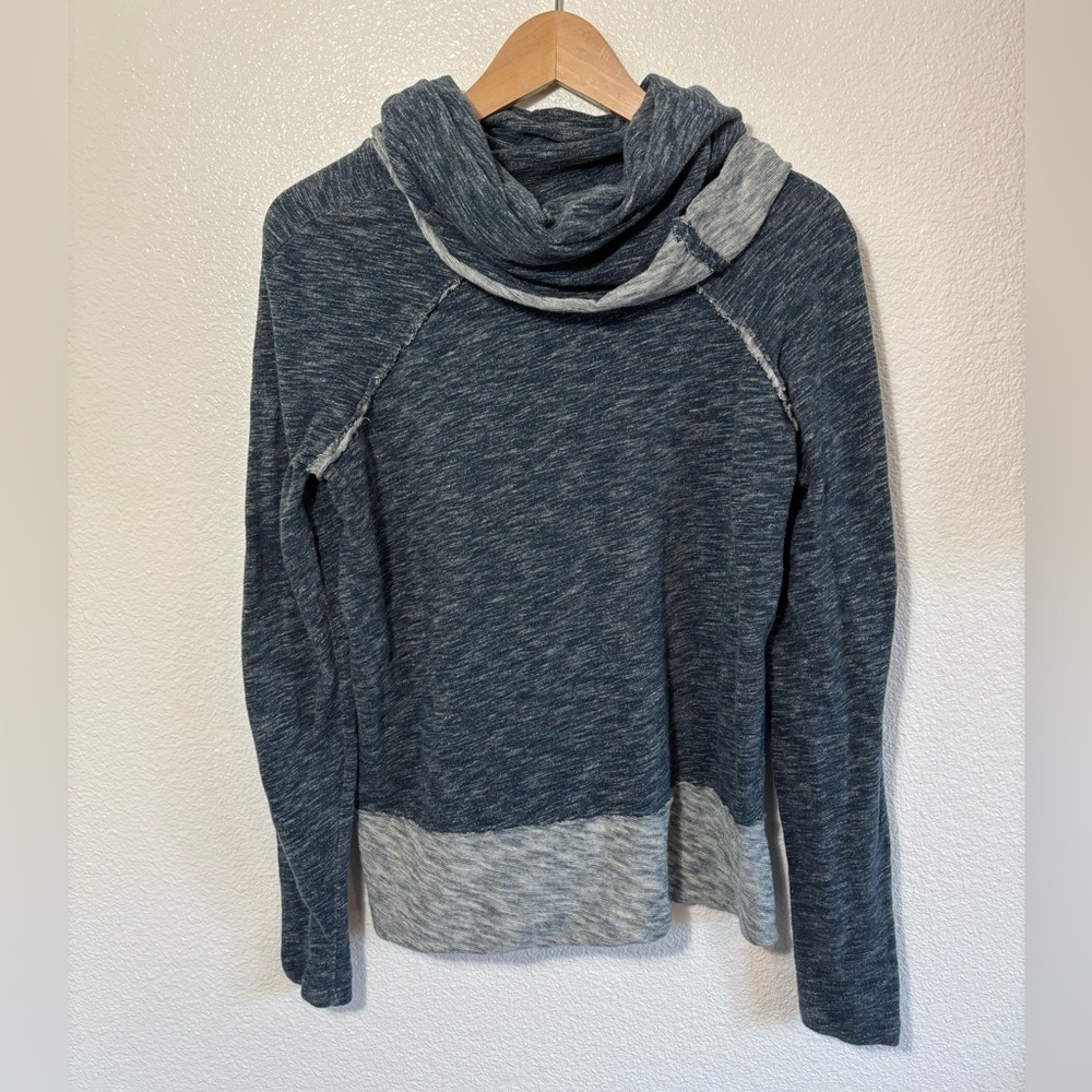 Free People Beach 100% Cotton Turtleneck Sweater Heather Blue Gray One Size - Picture 4 of 4